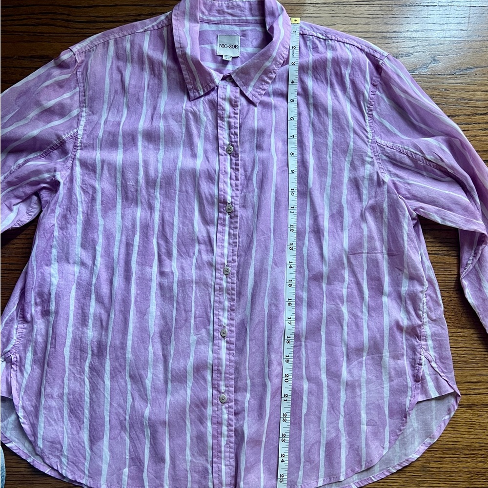 NIC+ZOE Lavender and White Striped Shirt - Picture 8 of 10